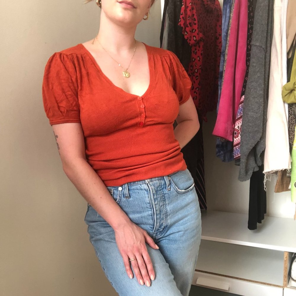 Short puff sleeve Sweater